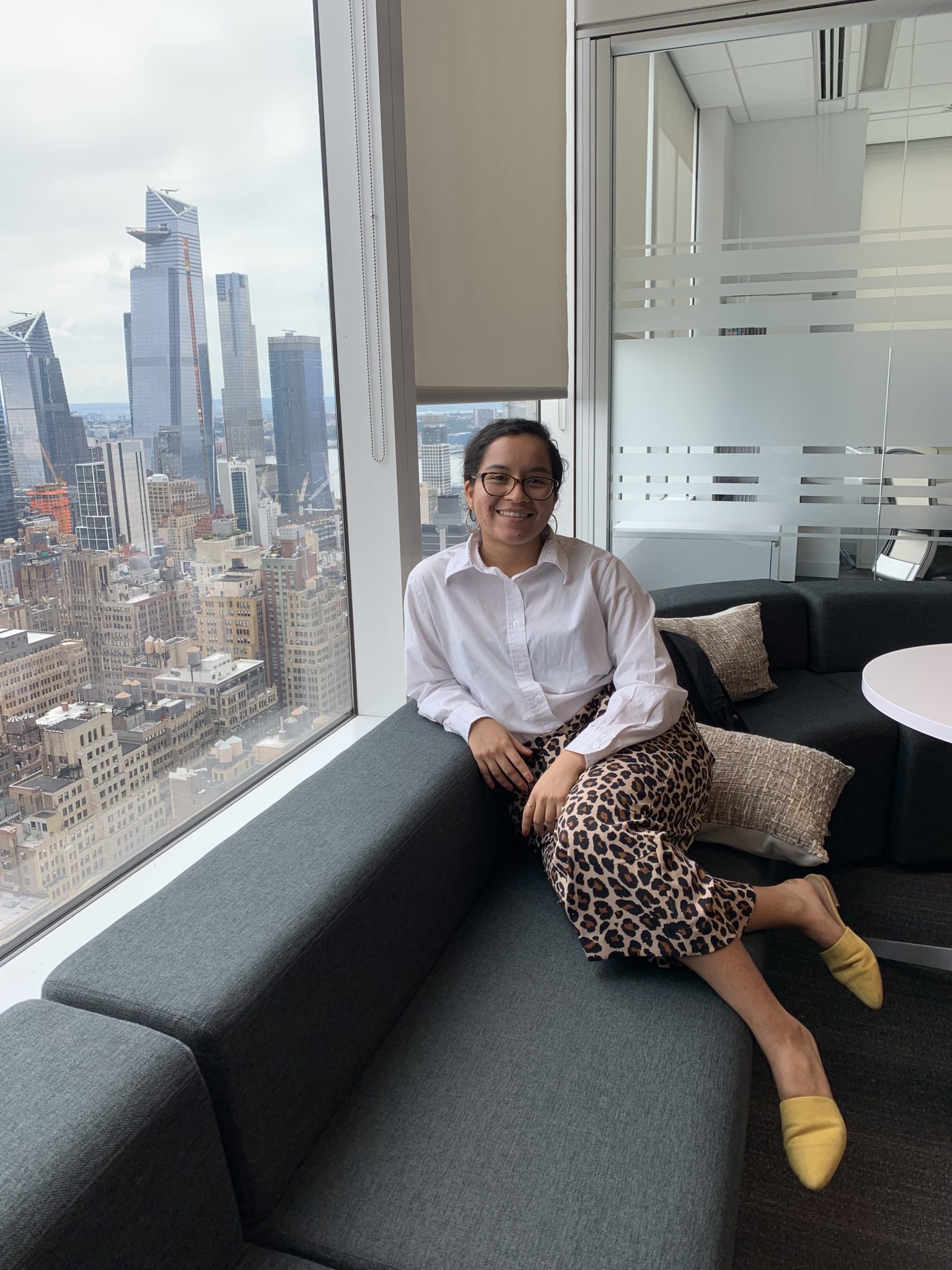 Photo of MLT Career Prep Fellow Cristal Quiñones at the A.T. Kearney office in NYC
