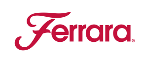 Red Ferrara logo spelling out the company name: F E R R A R A.